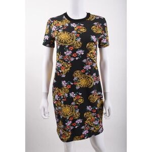 Versace Jeans Couture Womens Sunflower Garland T-Shirt Dress Sz 40 US 4 Black